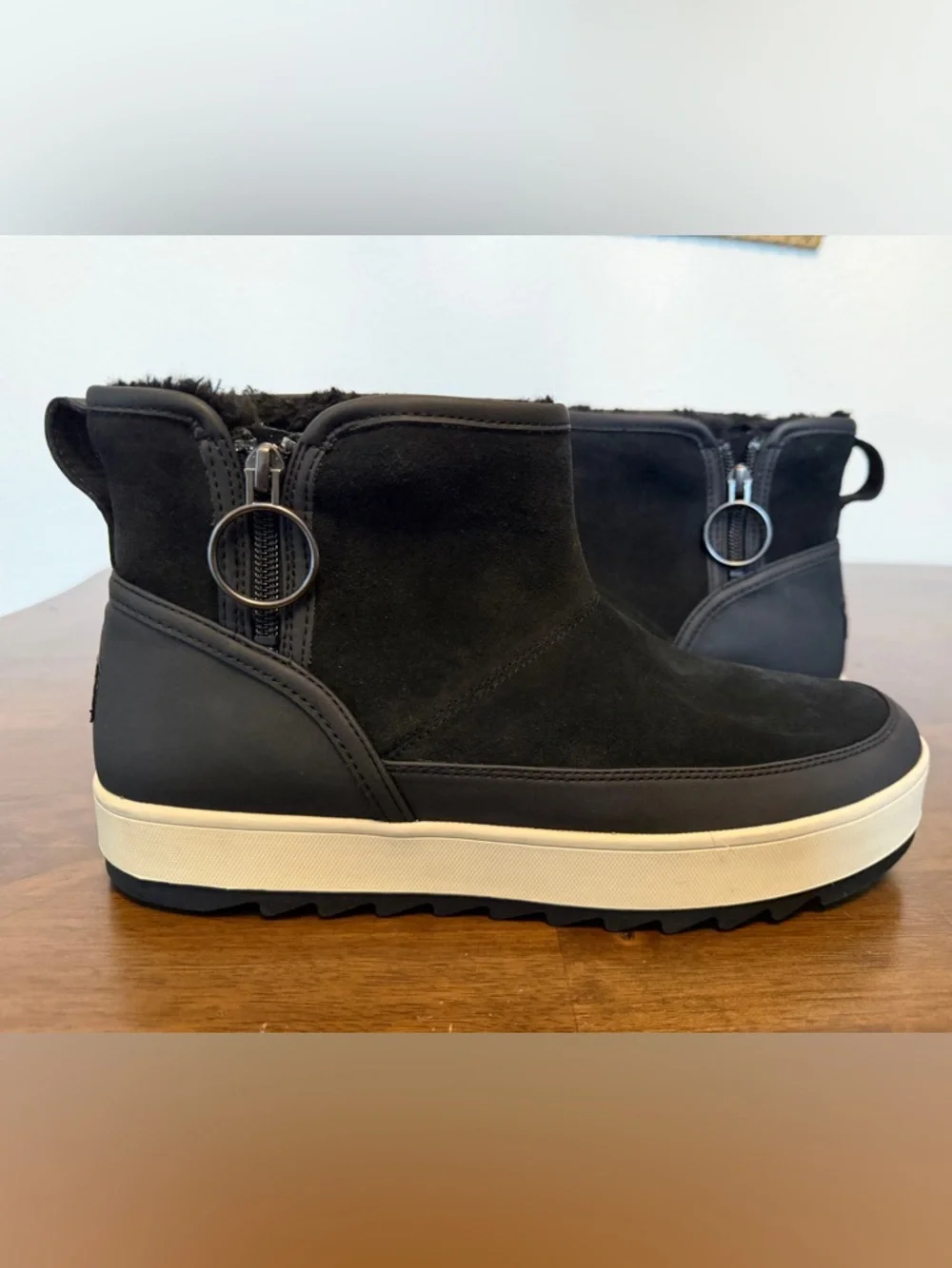 Koolaburra by UGG Black and Grey Tynlee Water Resistant Zip Fashion Boot NWOB